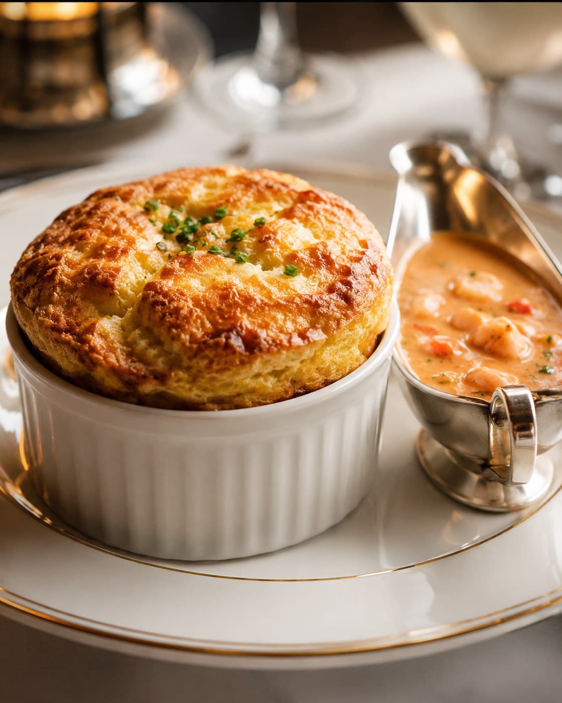 Blue Crab Soufflé — West End, Sauce Cardinale